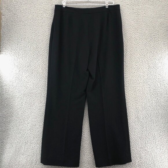 Lafayette 148 Pants Women 14 Black Wool Crepe Lined Wide Leg Trouser Office Work - Picture 3 of 12